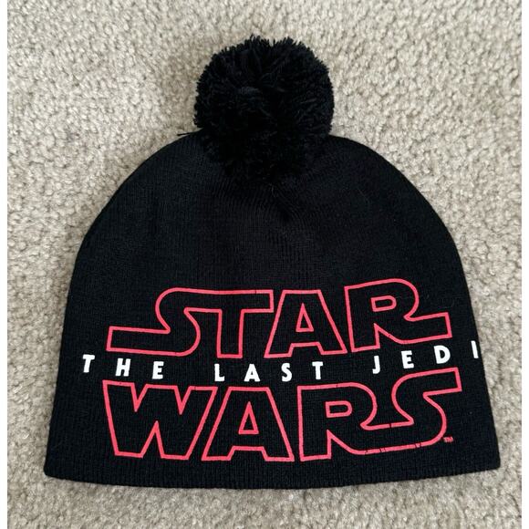 STAR WARS Beanie Hat Cap Stretch Black White Knit Adult The Last Jedi Promotion - Picture 1 of 4